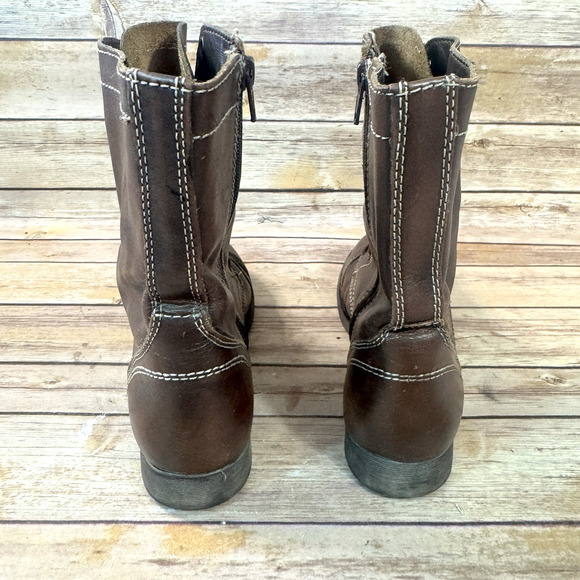 Steve Madden Womens Brown Leather Cap Toe Combat Troopa Boots 8.5M - Picture 6 of 8